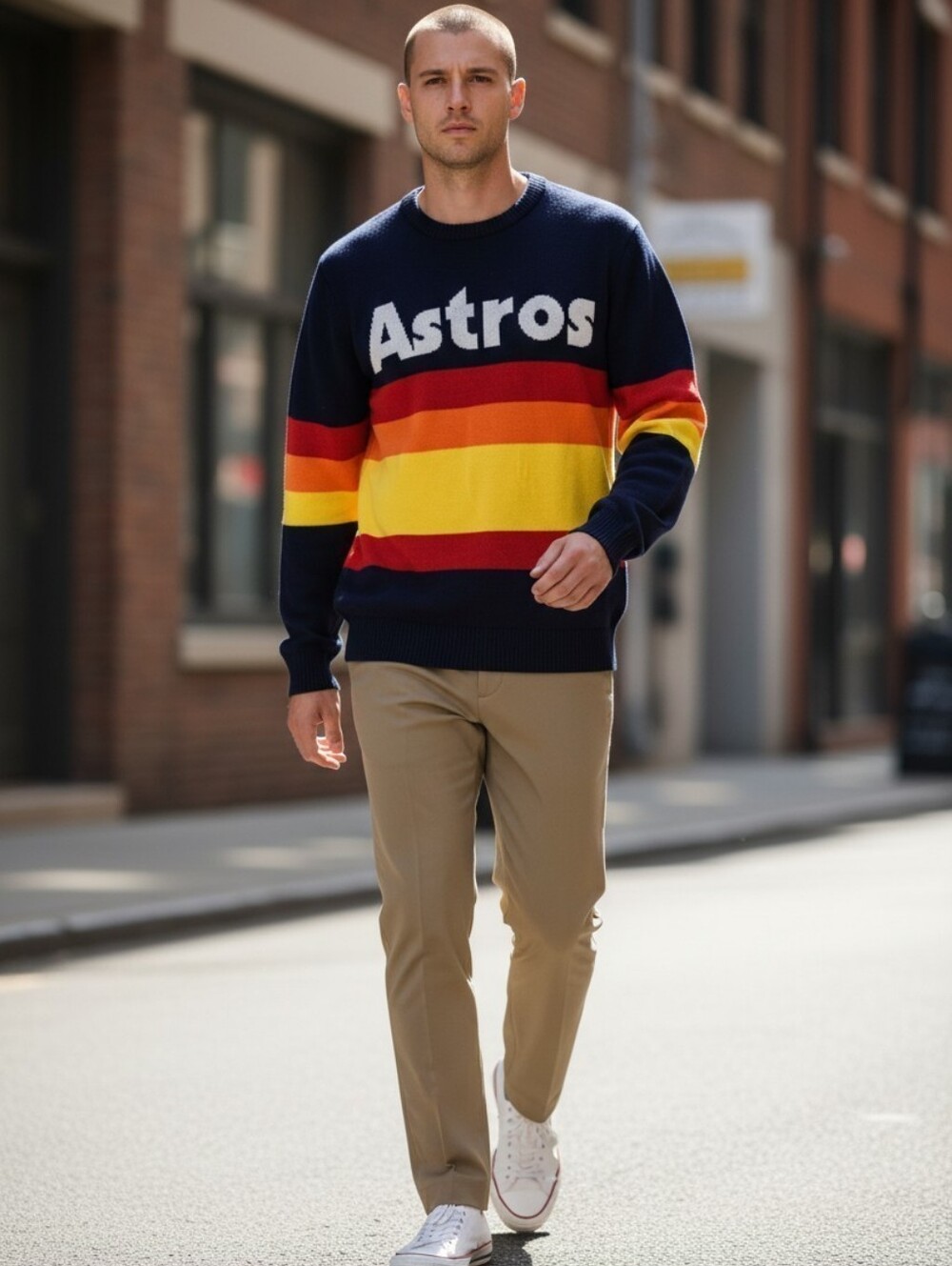 Vtg Houston Astros Tequila Sunrise Sweater Cooperstown Collection MLB Crewneck M